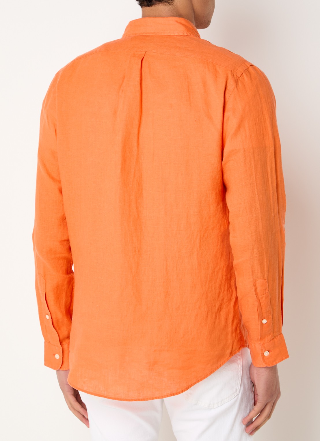 Ralph Lauren Custom Fit overhemd van linnen - achterkant 2 kona orange / oranje