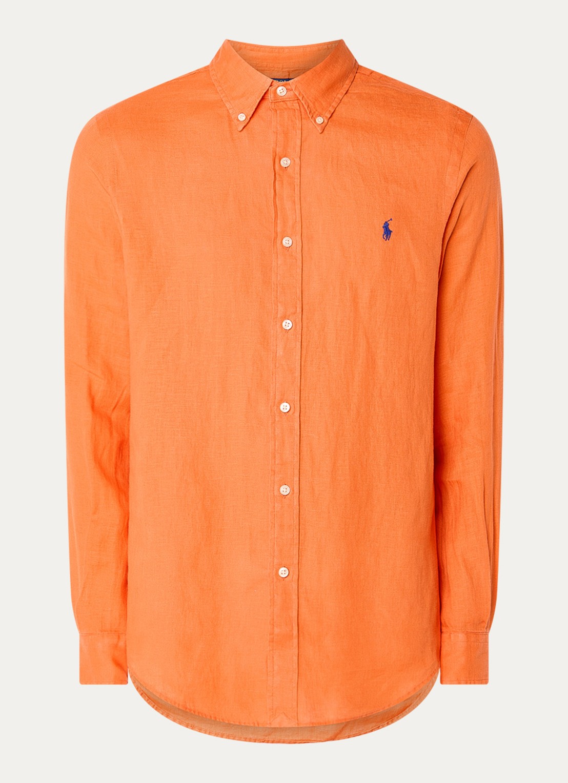 Ralph Lauren Custom Fit overhemd van linnen - voorkant 3 kona orange / oranje