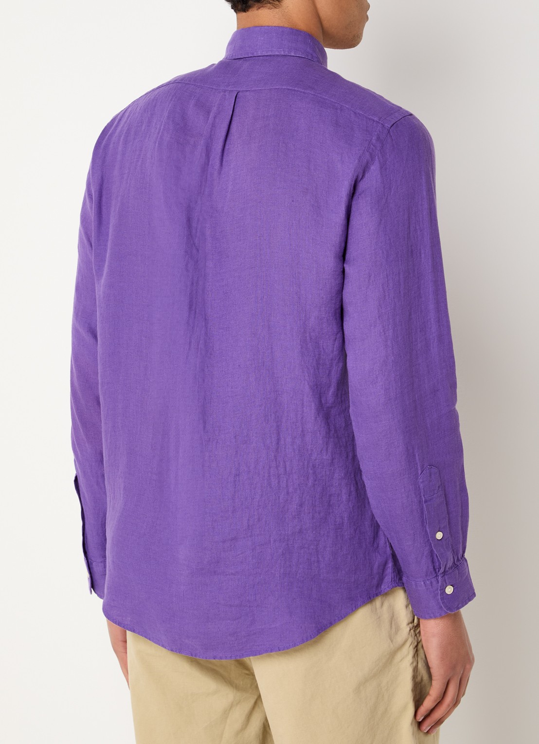 Ralph Lauren Custom Fit overhemd van linnen - achterkant tie purple / paars