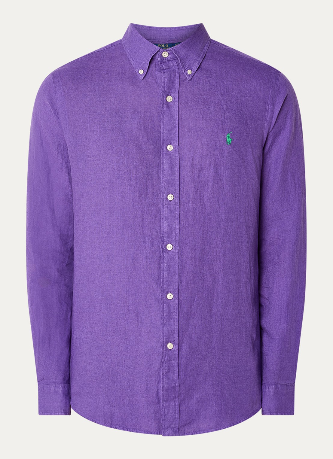 Ralph Lauren Custom Fit overhemd van linnen - voorkant 2 tie purple / paars