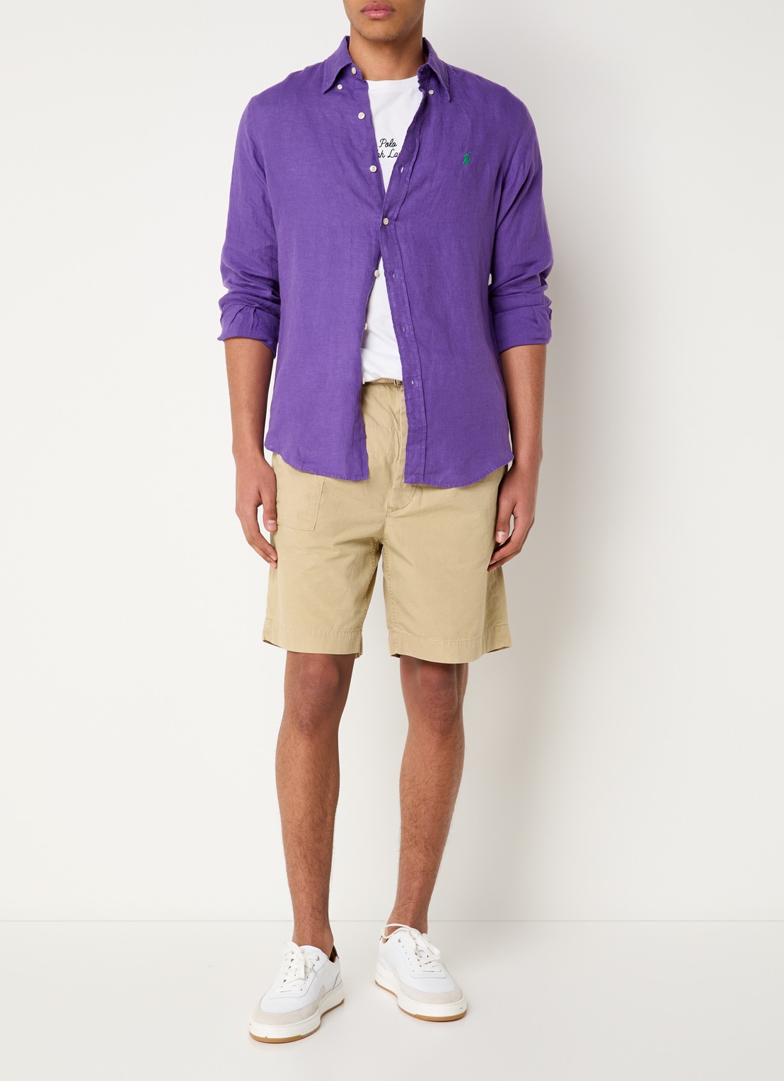 Ralph Lauren Custom Fit overhemd van linnen - voorkant 3 tie purple / paars