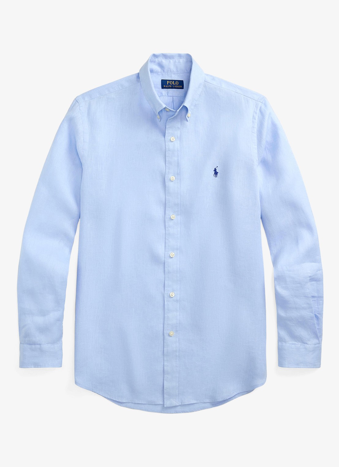 Ralph Lauren Custom Fit overhemd van linnen - voorkant 2 office blue / blauw