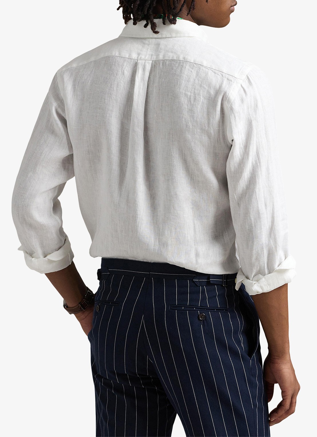 Ralph Lauren Custom Fit overhemd van linnen - achterkant ceramic white / wit