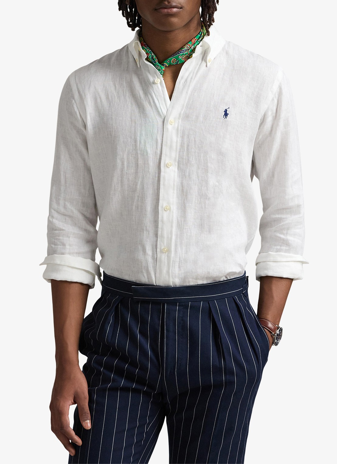 Ralph Lauren Custom Fit overhemd van linnen - detail 6 ceramic white / wit