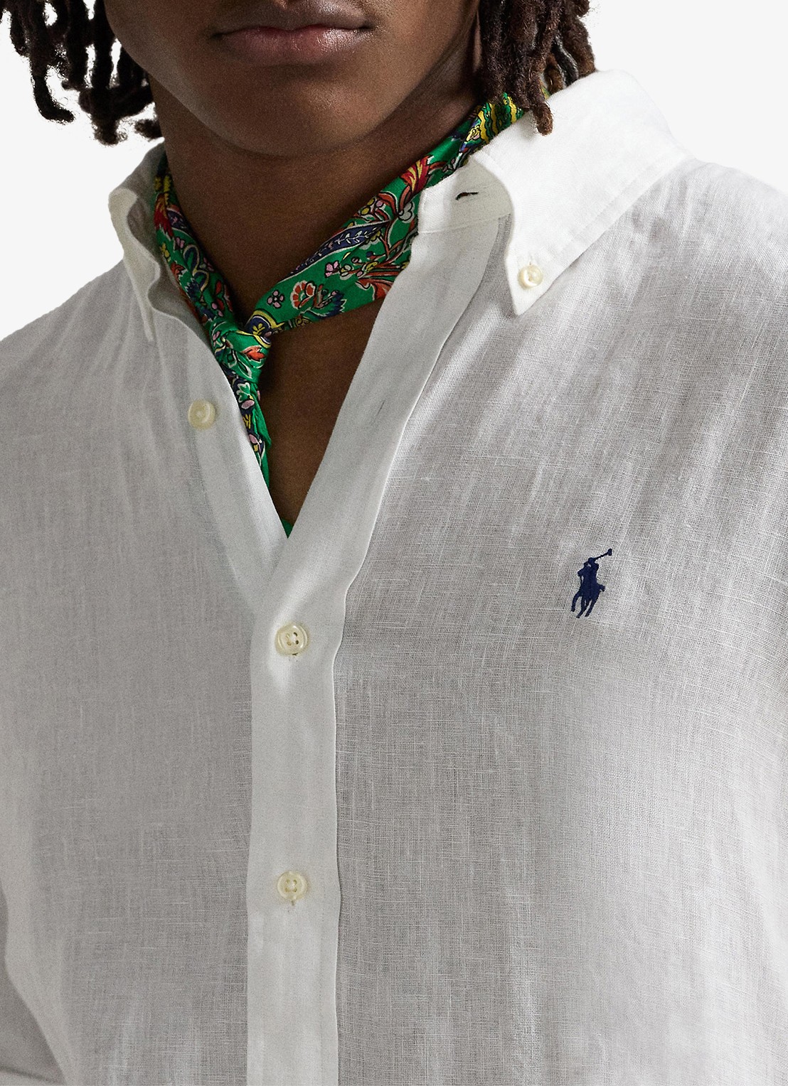 Ralph Lauren Custom Fit overhemd van linnen - detail 7 ceramic white / wit