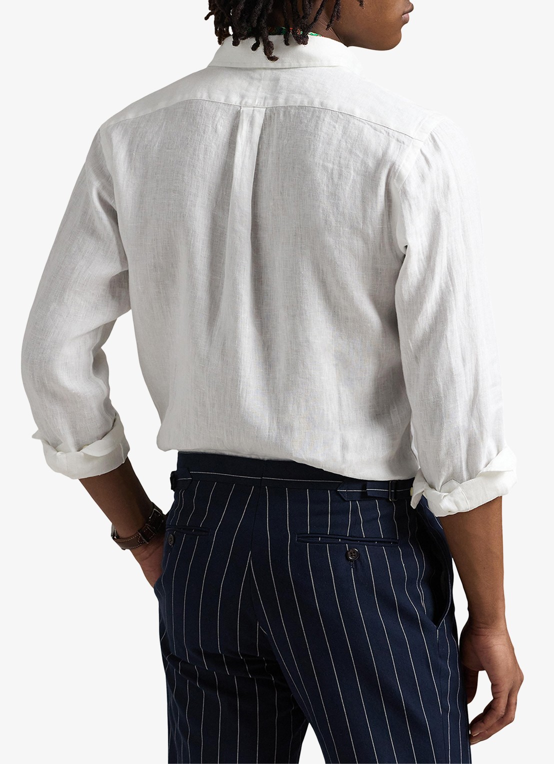 Ralph Lauren Custom Fit overhemd van linnen - achterkant 2 ceramic white / wit