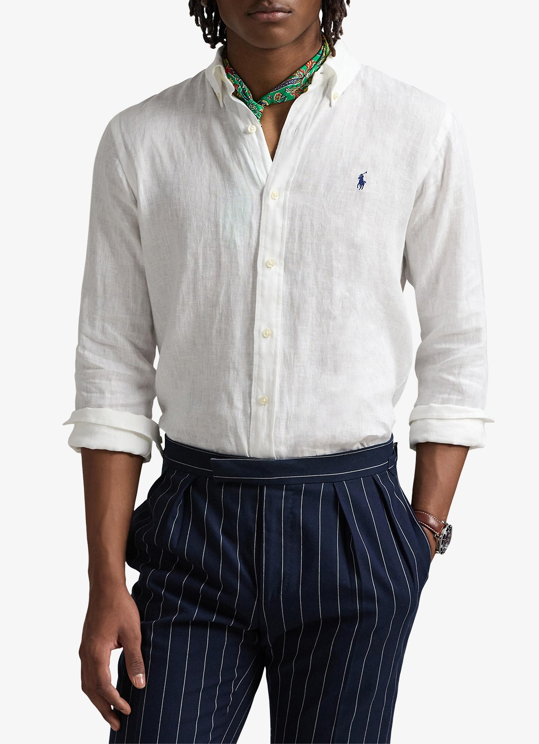 Ralph Lauren Custom Fit overhemd van linnen - detail 8 ceramic white / wit