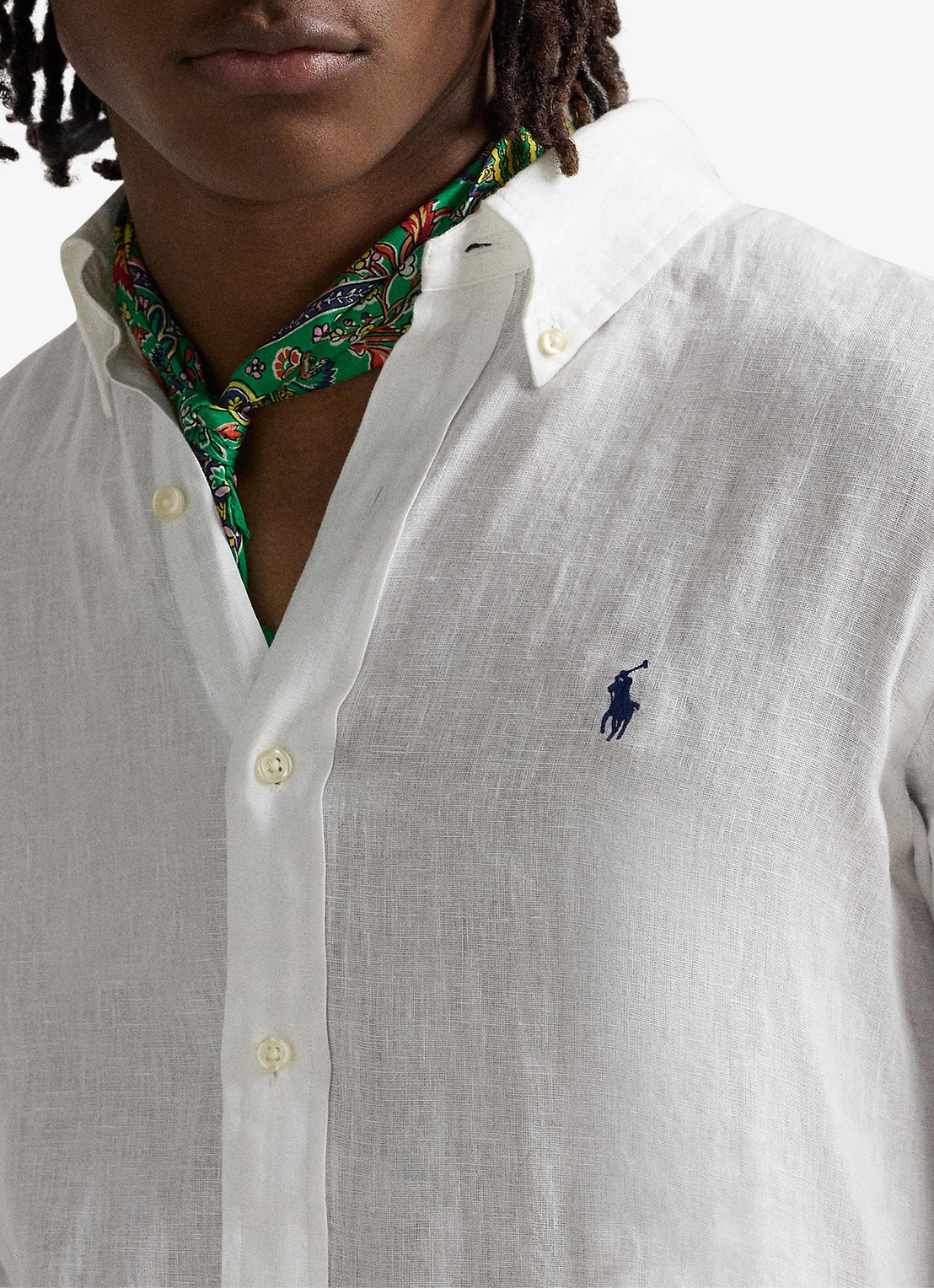 Ralph Lauren Custom Fit overhemd van linnen - detail 9 ceramic white / wit
