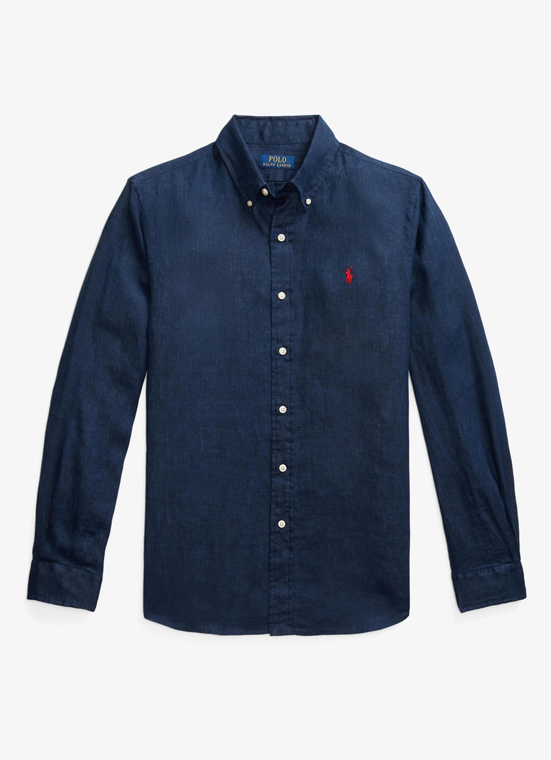 Ralph Lauren Custom Fit overhemd van linnen - voorkant 3 newport navy / donkerblauw