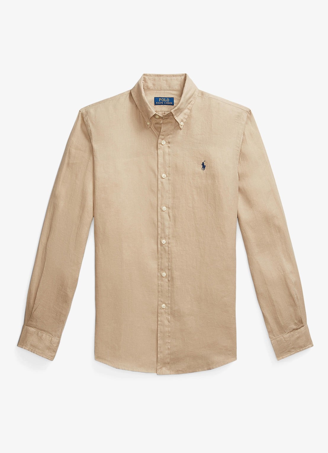 Ralph Lauren Custom Fit overhemd van linnen - voorkant 2 coastal beige / beige