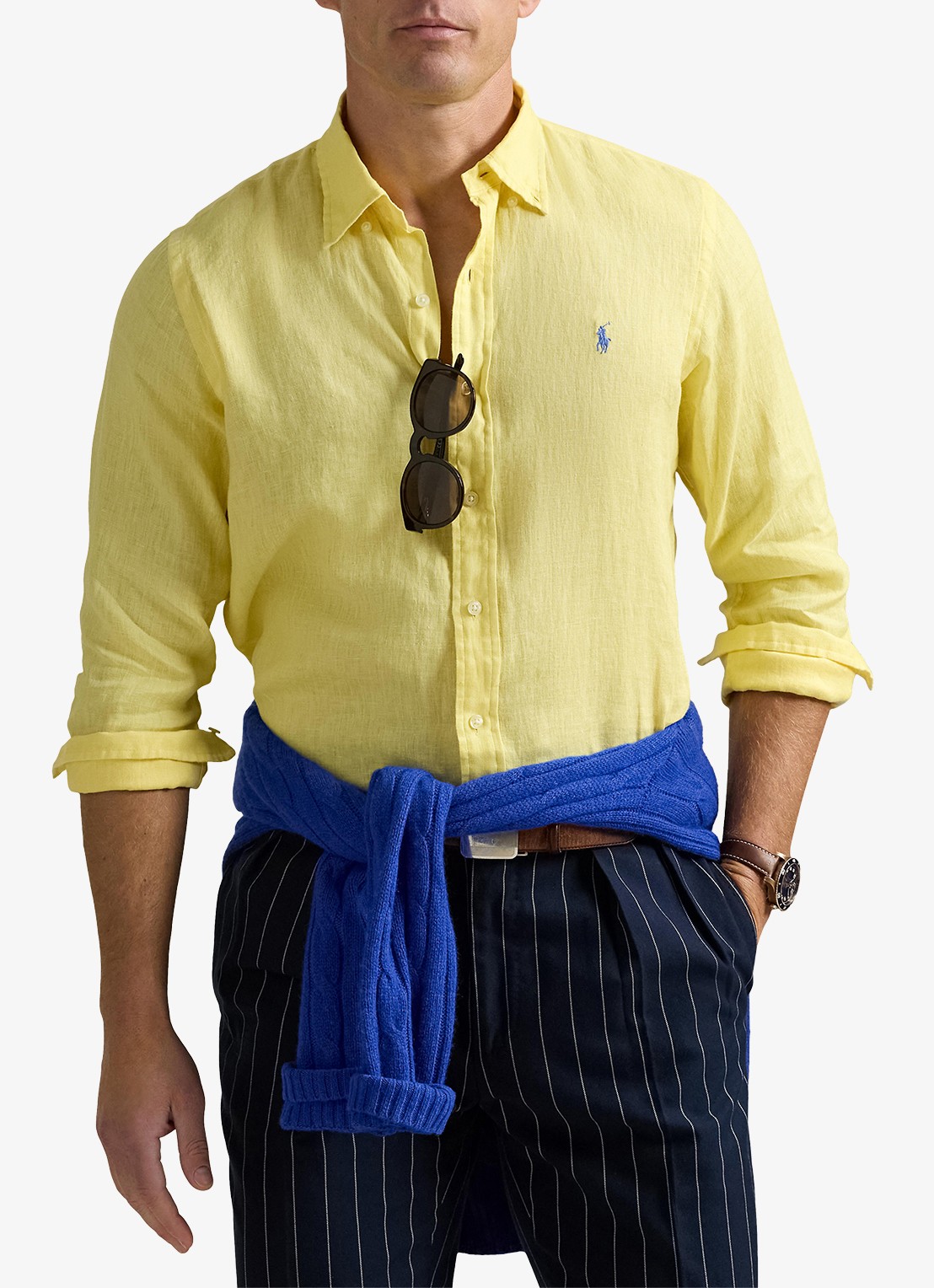 Ralph Lauren Custom Fit overhemd van linnen - detail resort gold / geel