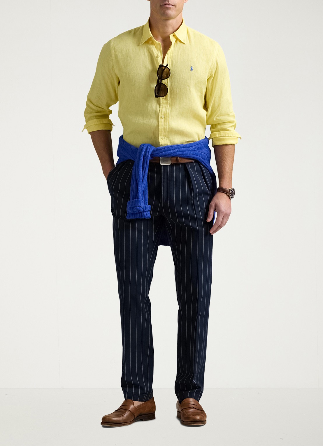 Ralph Lauren Custom Fit overhemd van linnen - voorkant 5 resort gold / geel