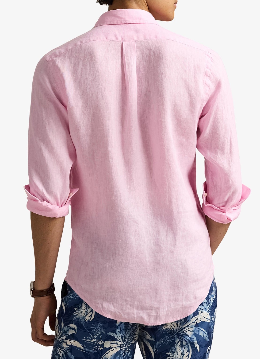 Ralph Lauren Custom Fit overhemd van linnen - achterkant 5 carmel pink / roze