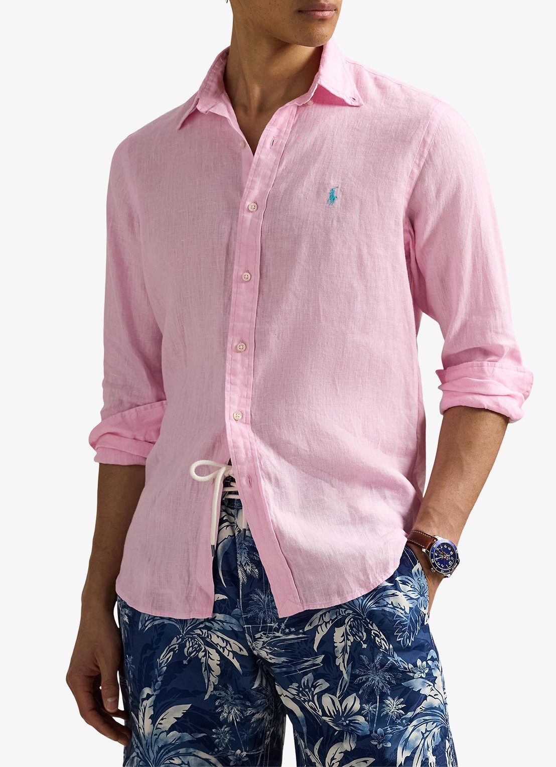 Ralph Lauren Custom Fit overhemd van linnen - detail 3 carmel pink / roze