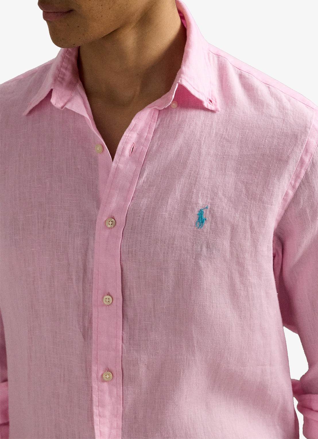 Ralph Lauren Custom Fit overhemd van linnen - detail 4 carmel pink / roze