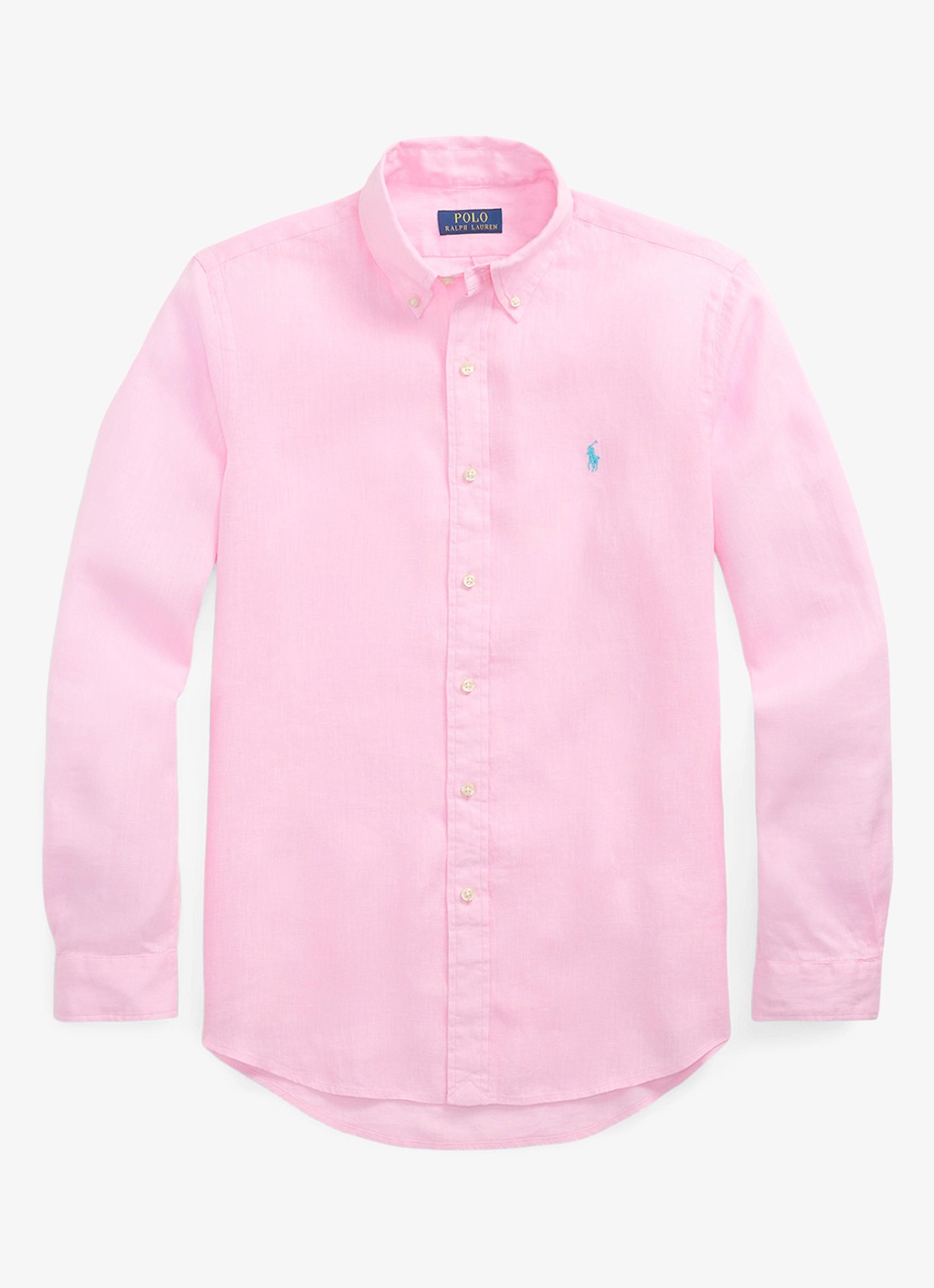 Ralph Lauren Custom Fit overhemd van linnen - voorkant carmel pink / roze