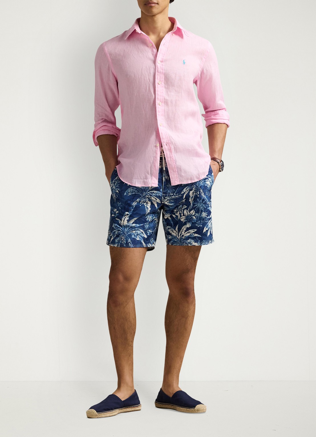 Ralph Lauren Custom Fit overhemd van linnen - voorkant 2 carmel pink / roze