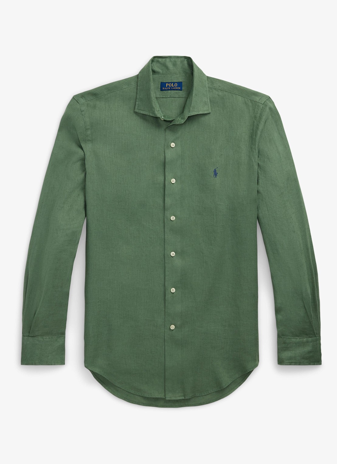 Ralph Lauren Custom Fit overhemd van linnen - voorkant 4 fatigue / groen
