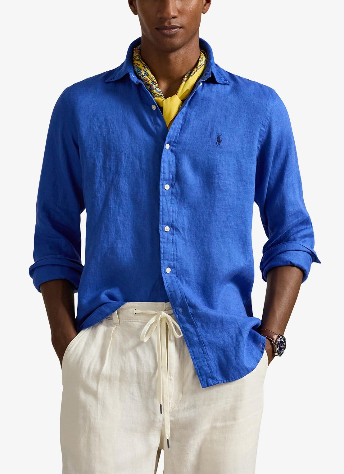 Ralph Lauren Custom Fit overhemd van linnen - detail 4 new iris blue