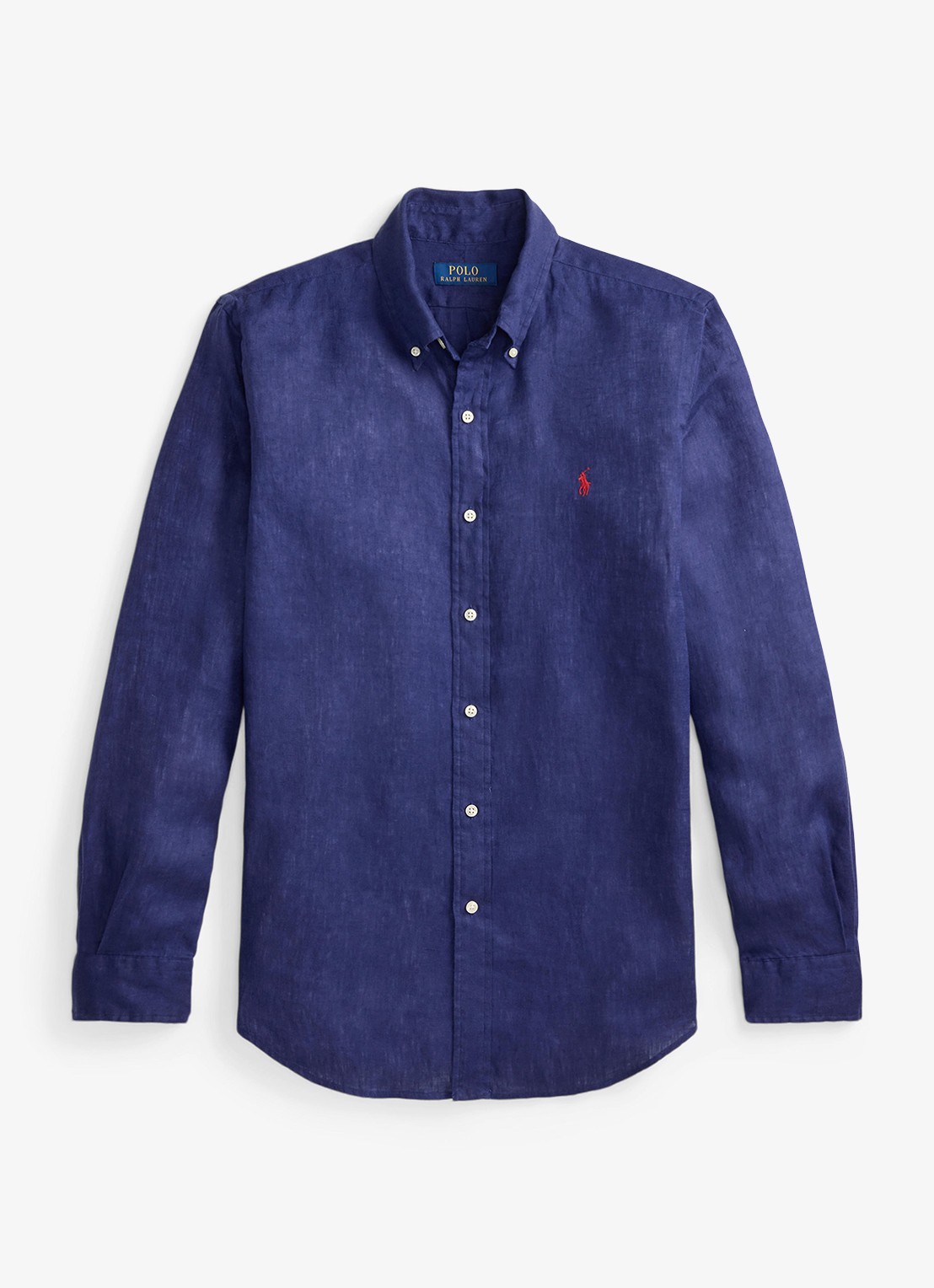 Ralph Lauren Custom Fit overhemd van linnen - voorkant 2 new classic navy / donkerblauw