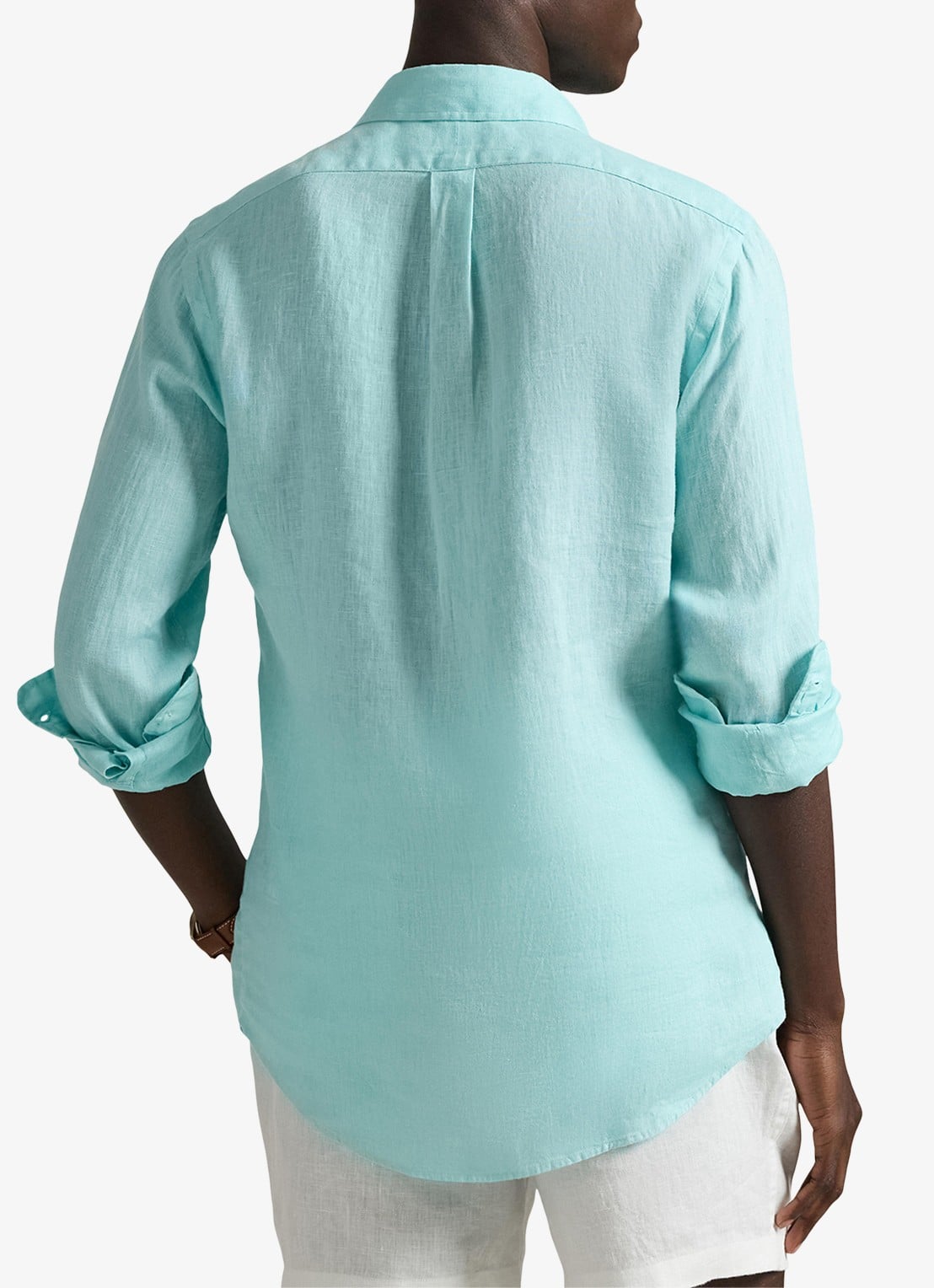 Ralph Lauren Custom Fit overhemd van linnen - achterkant 3 new aqua / aquablauw