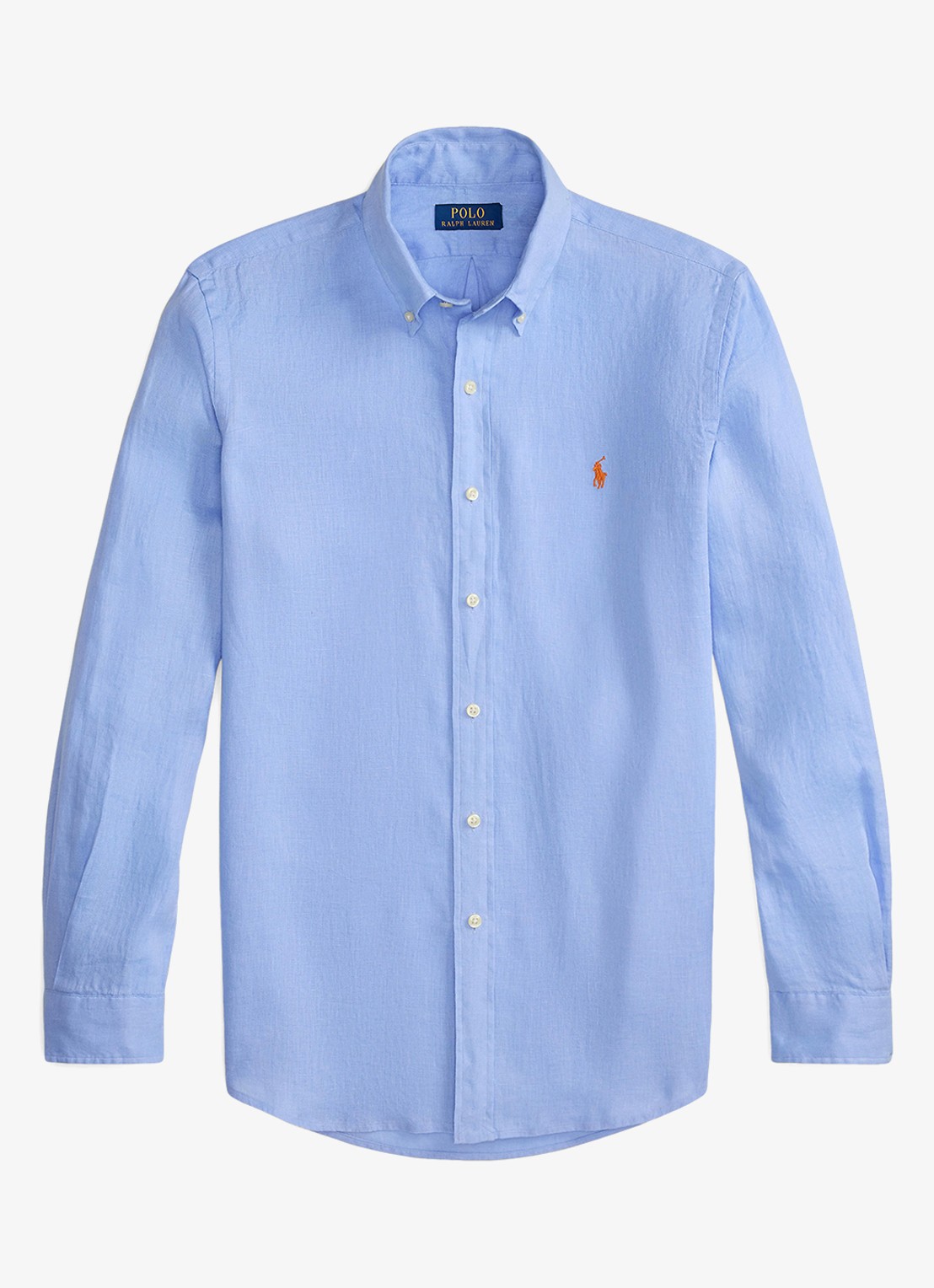 Ralph Lauren Custom Fit overhemd van linnen - voorkant 4 austin blue / blauw