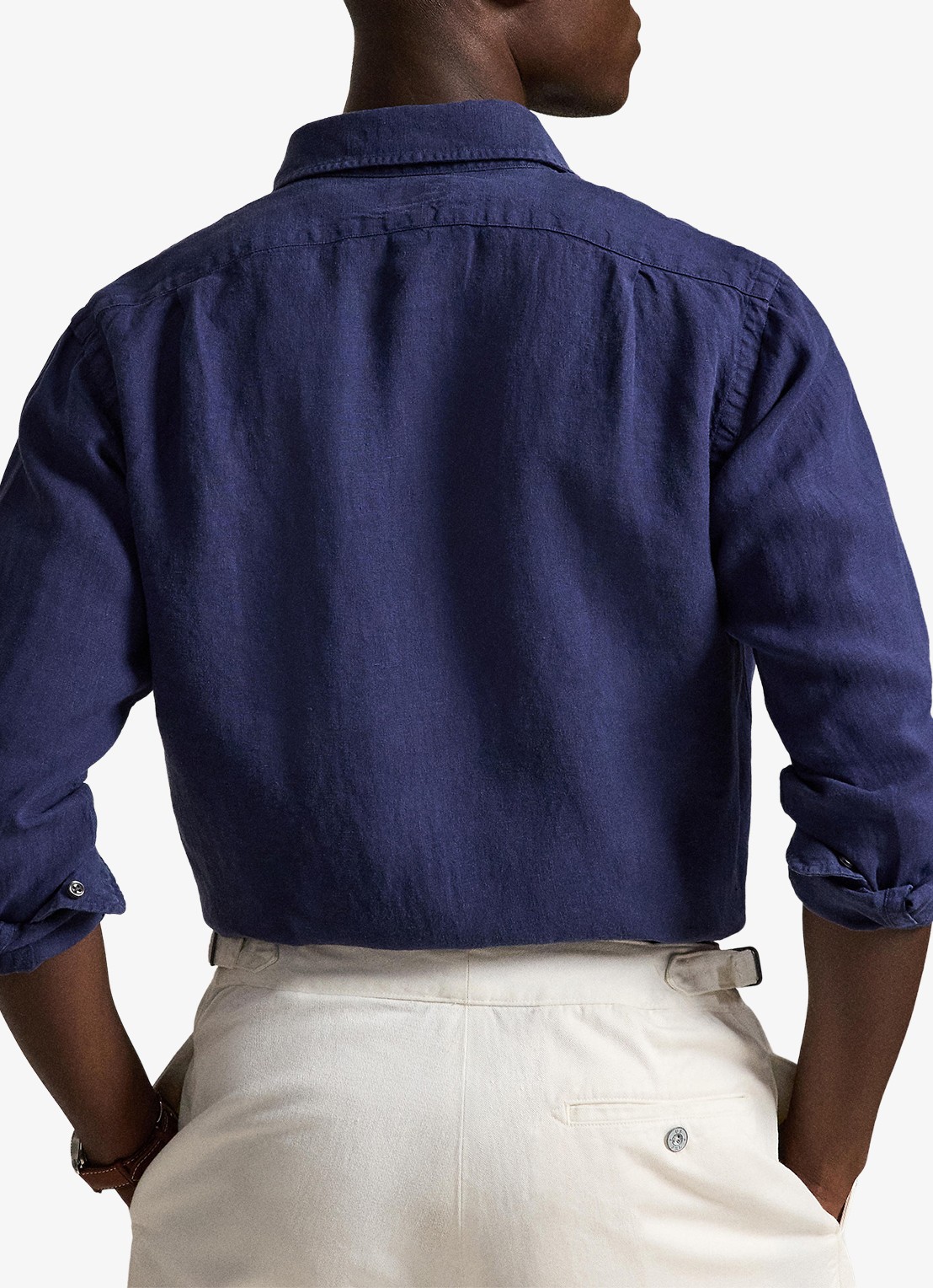 Ralph Lauren Custom fit overhemd van linnen - achterkant 2 donkerblauw