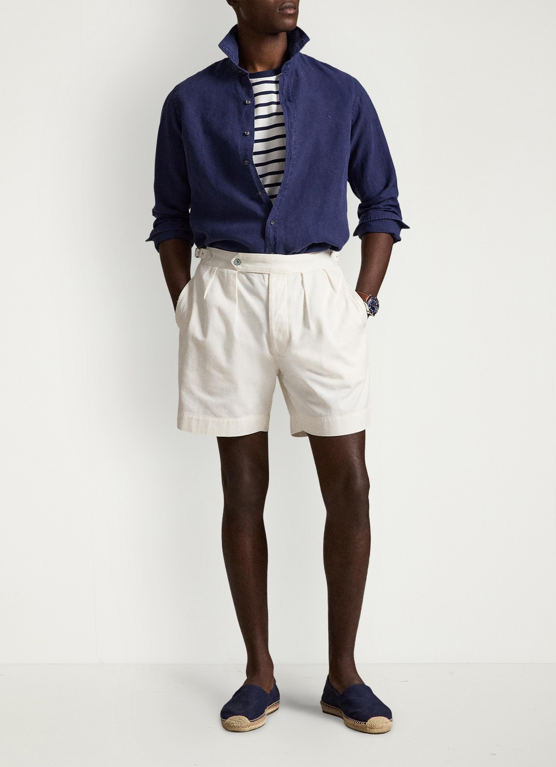Ralph Lauren Custom fit overhemd van linnen - detail 5 donkerblauw