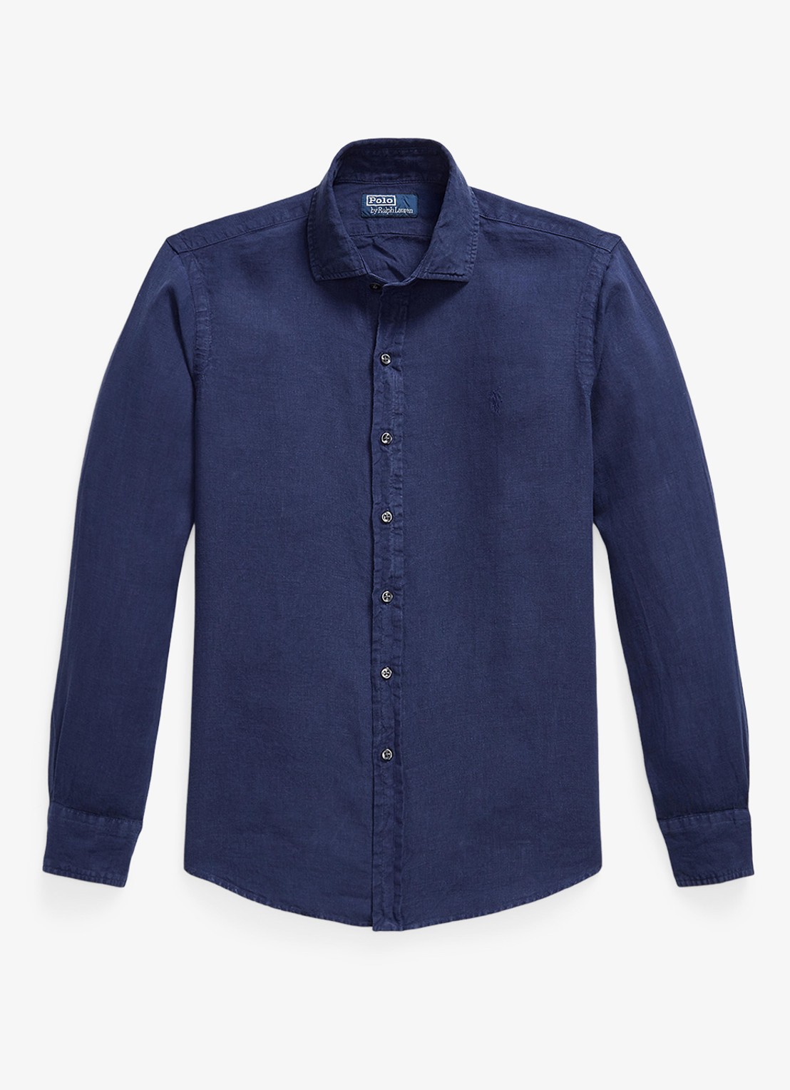 Ralph Lauren Custom fit overhemd van linnen - voorkant donkerblauw
