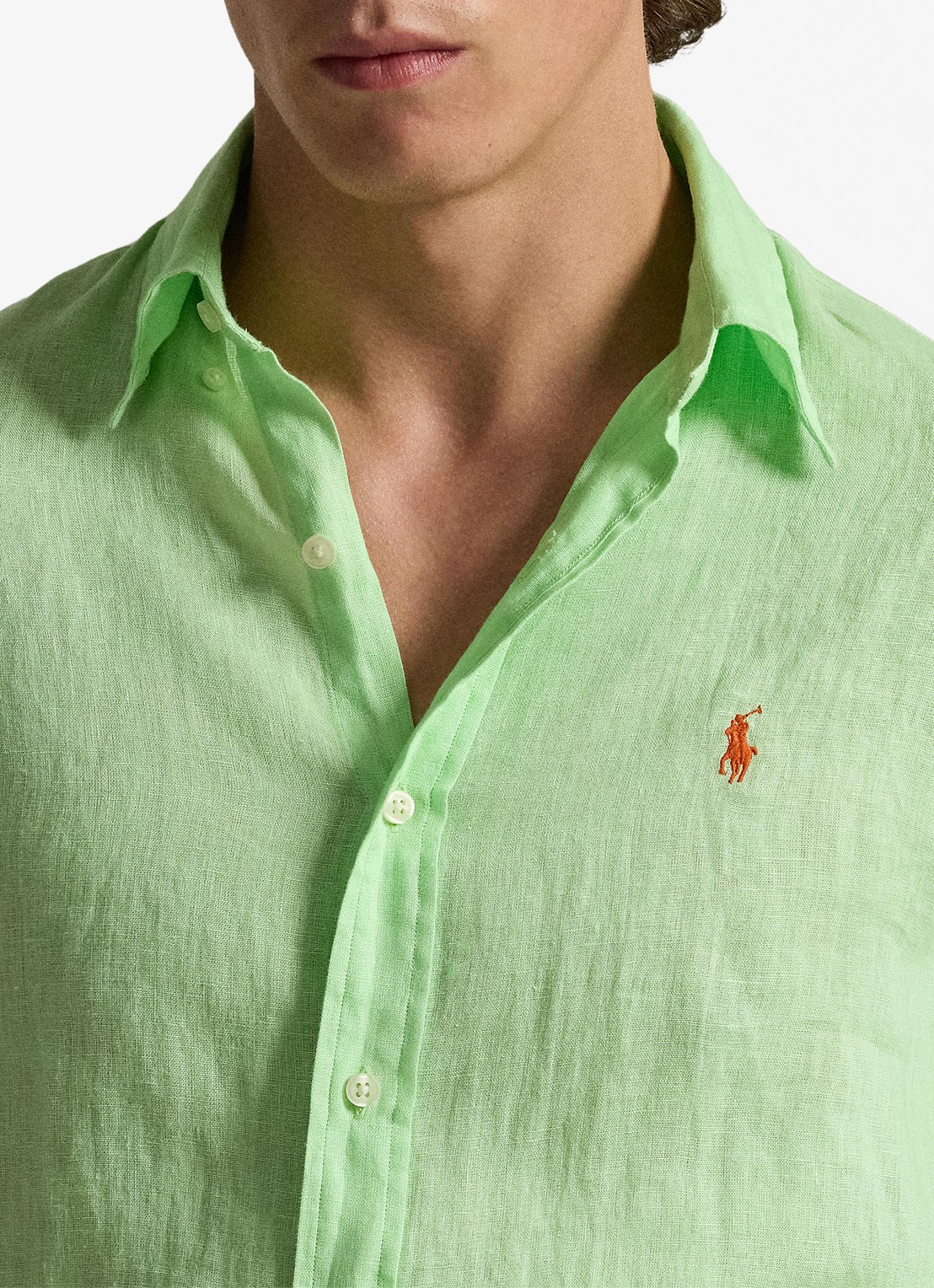 Ralph Lauren Custom Fit overhemd van linnen - detail 4 cruise lime