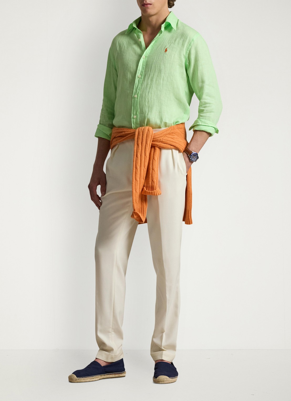 Ralph Lauren Custom Fit overhemd van linnen - voorkant 2 cruise lime
