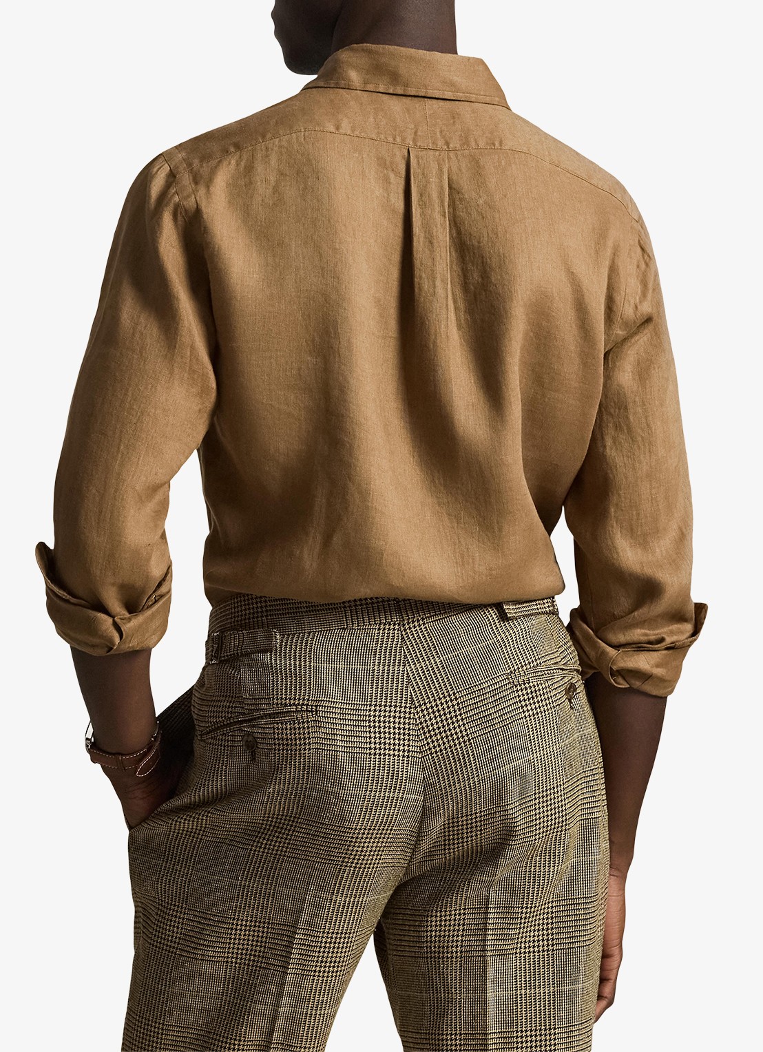 Ralph Lauren Custom Fit overhemd van linnen - achterkant 6 rl brown