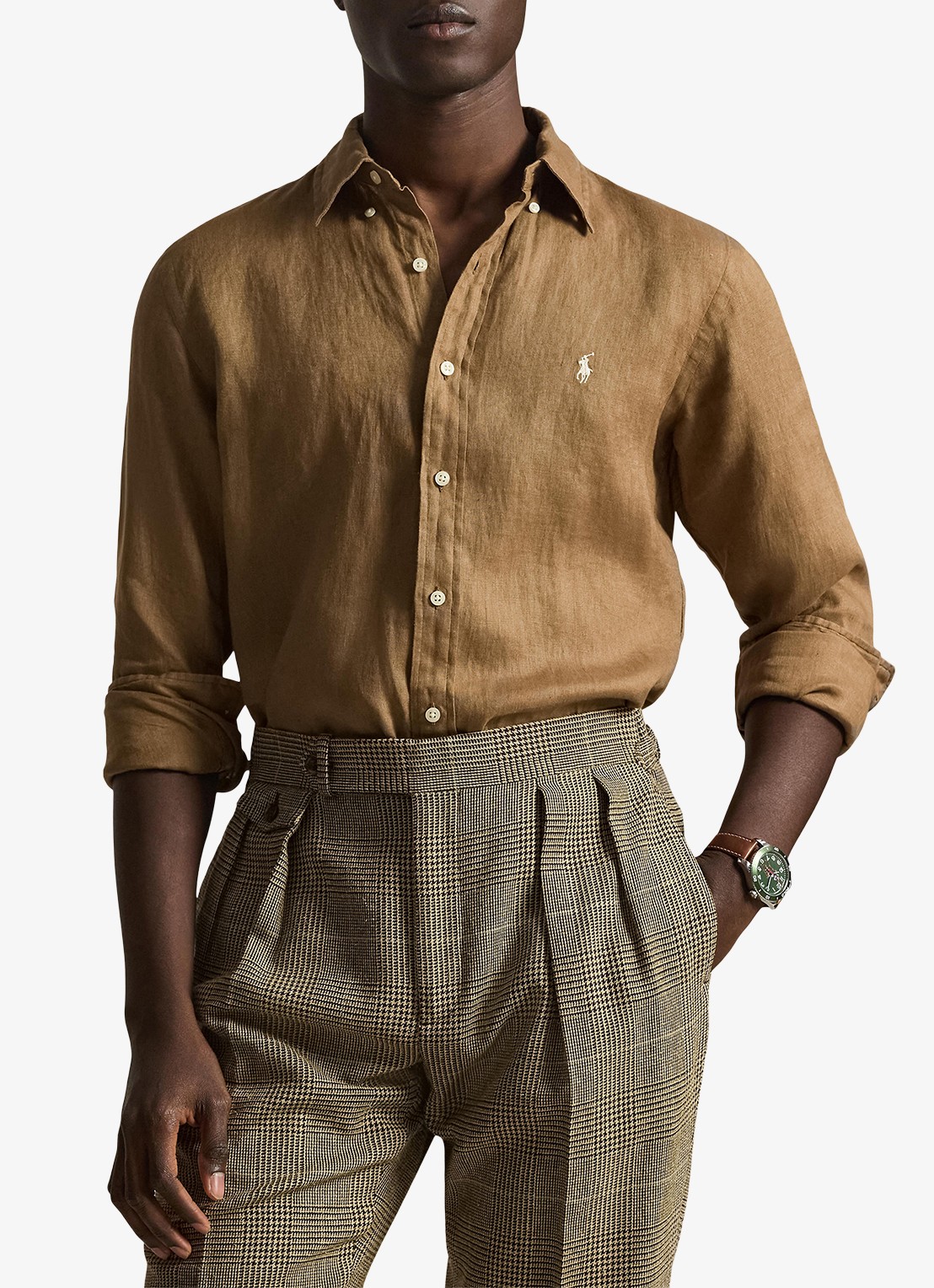 Ralph Lauren Custom Fit overhemd van linnen - detail 3 rl brown