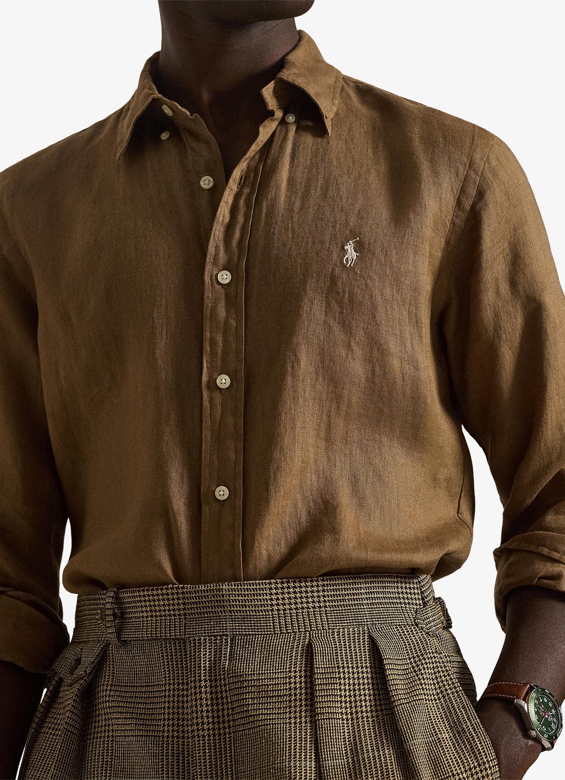 Ralph Lauren Custom Fit overhemd van linnen - detail 4 rl brown