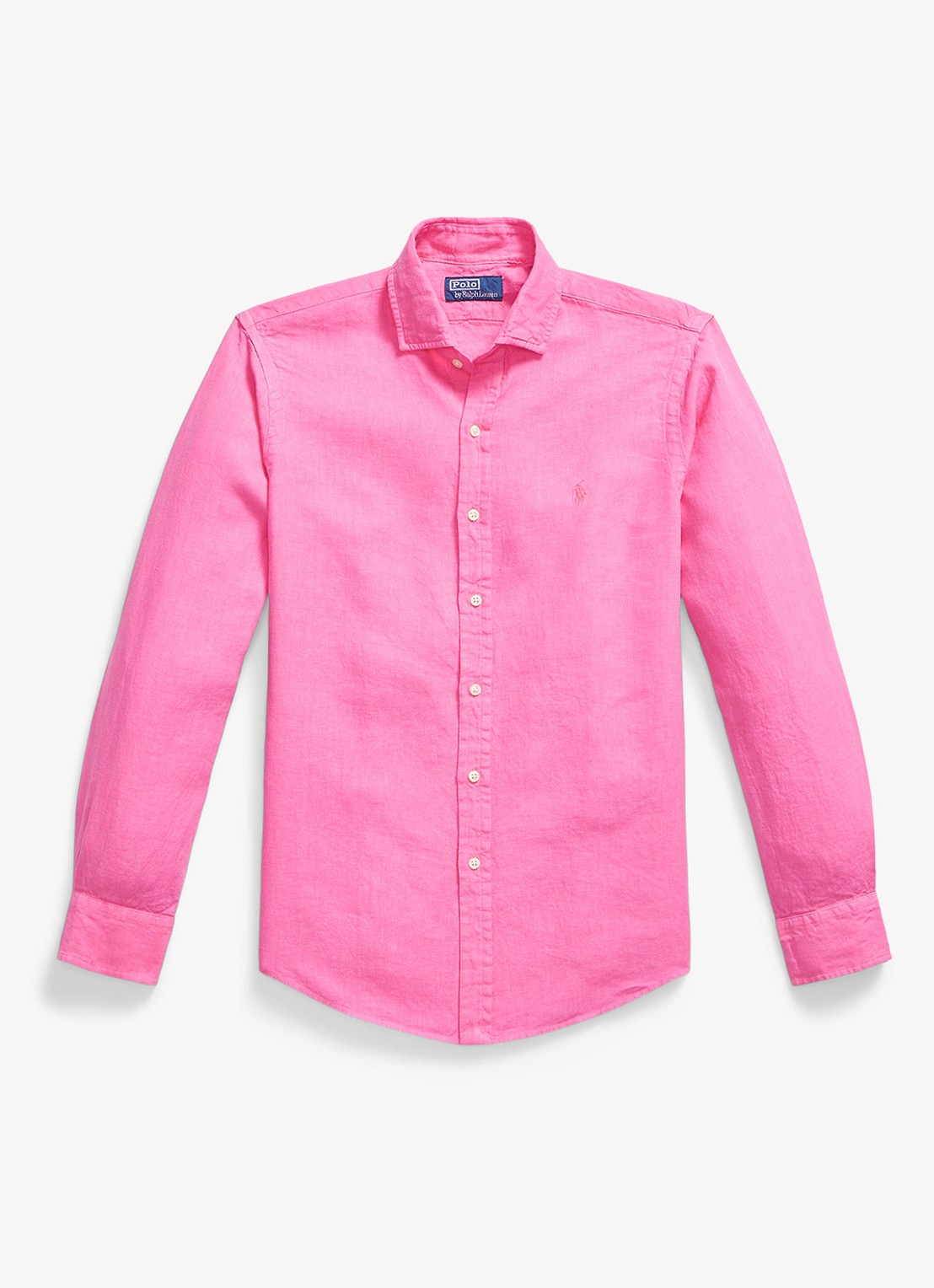 Ralph Lauren Custom fit overhemd van linnen - voorkant baja pink / roze
