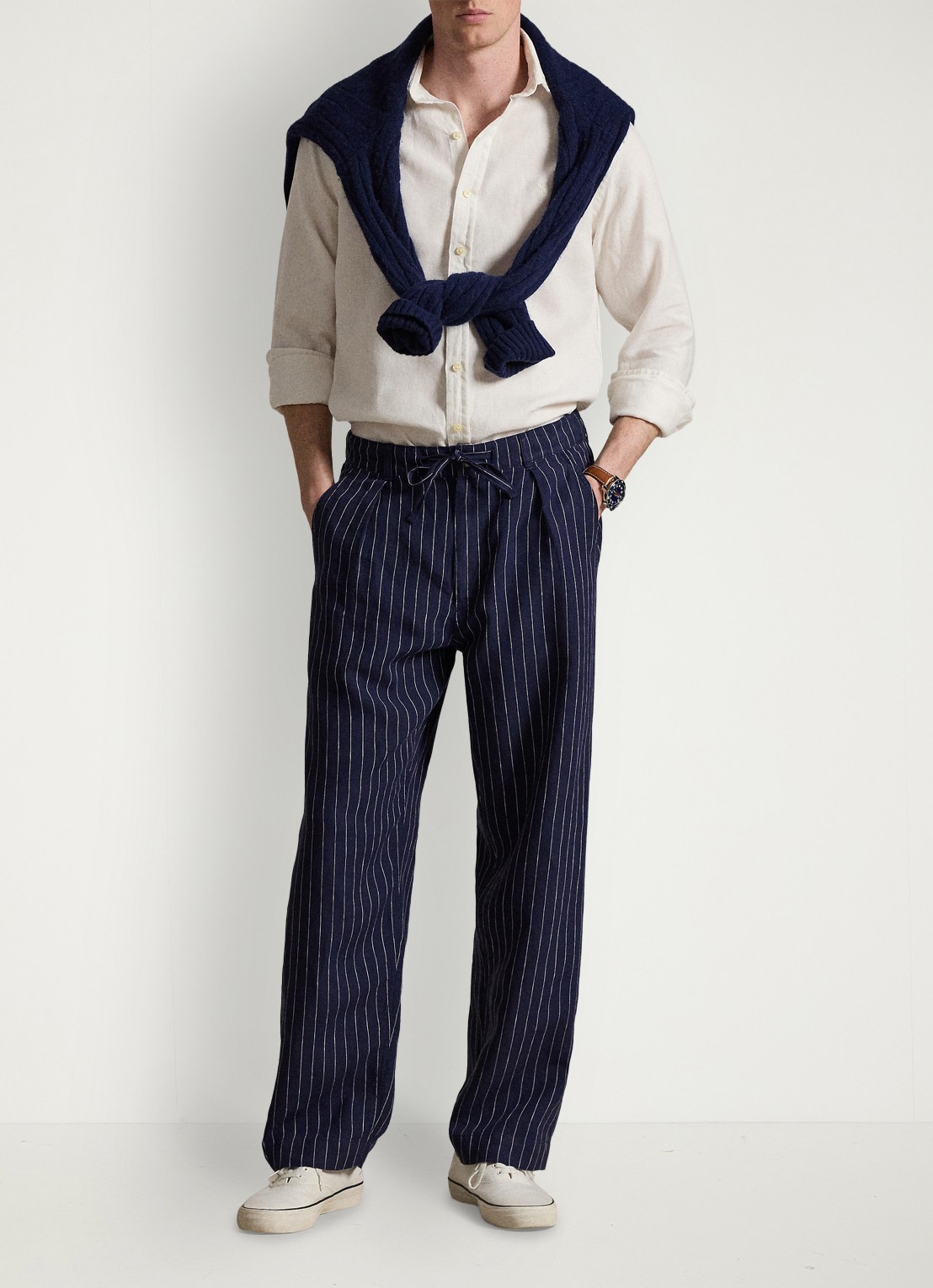 Ralph Lauren Custom fit overhemd van linnen - detail 4 deckwash white / wit