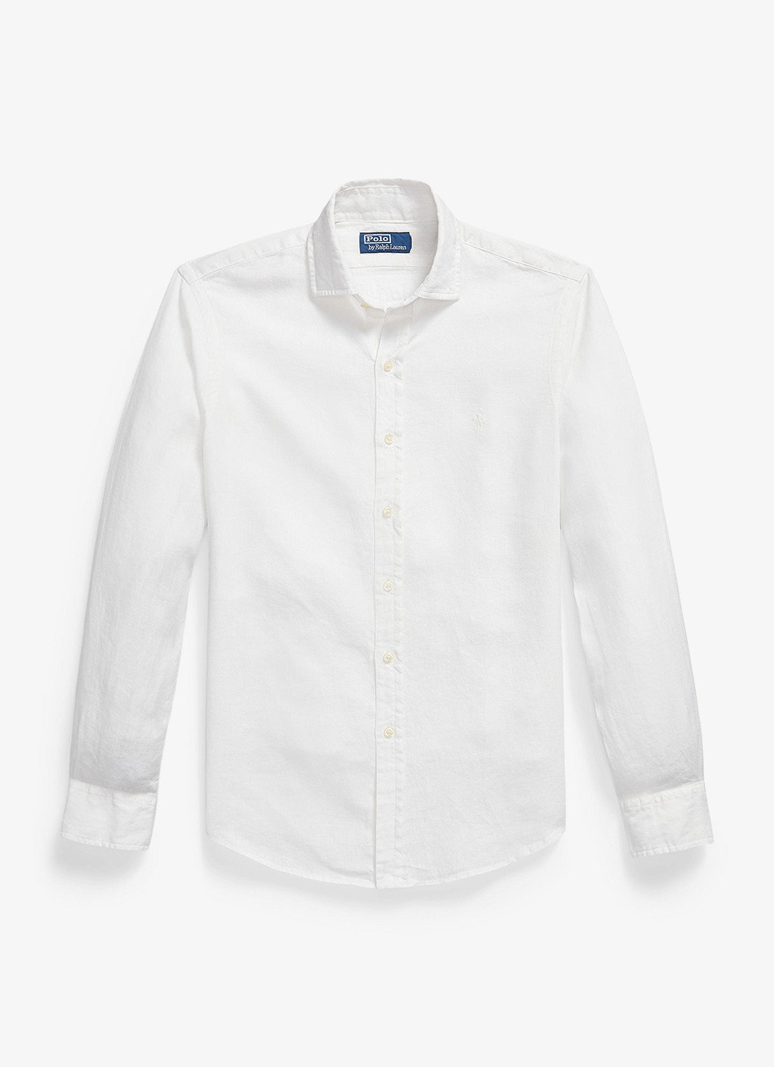 Ralph Lauren Custom fit overhemd van linnen - voorkant deckwash white / wit