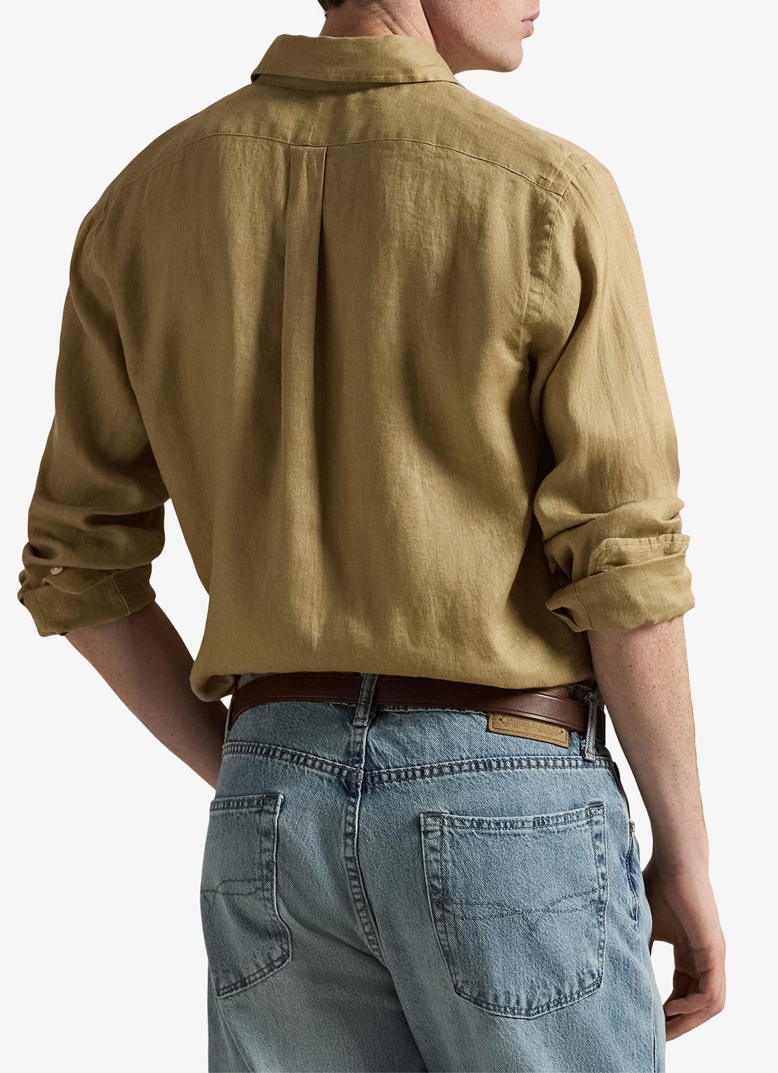 Ralph Lauren Custom Fit overhemd van linnen - achterkant 6 cafe tan-2x6t