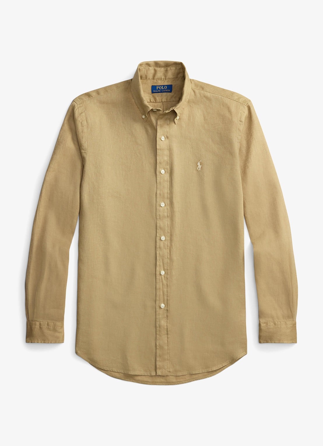 Ralph Lauren Custom Fit overhemd van linnen - voorkant cafe tan-2x6t