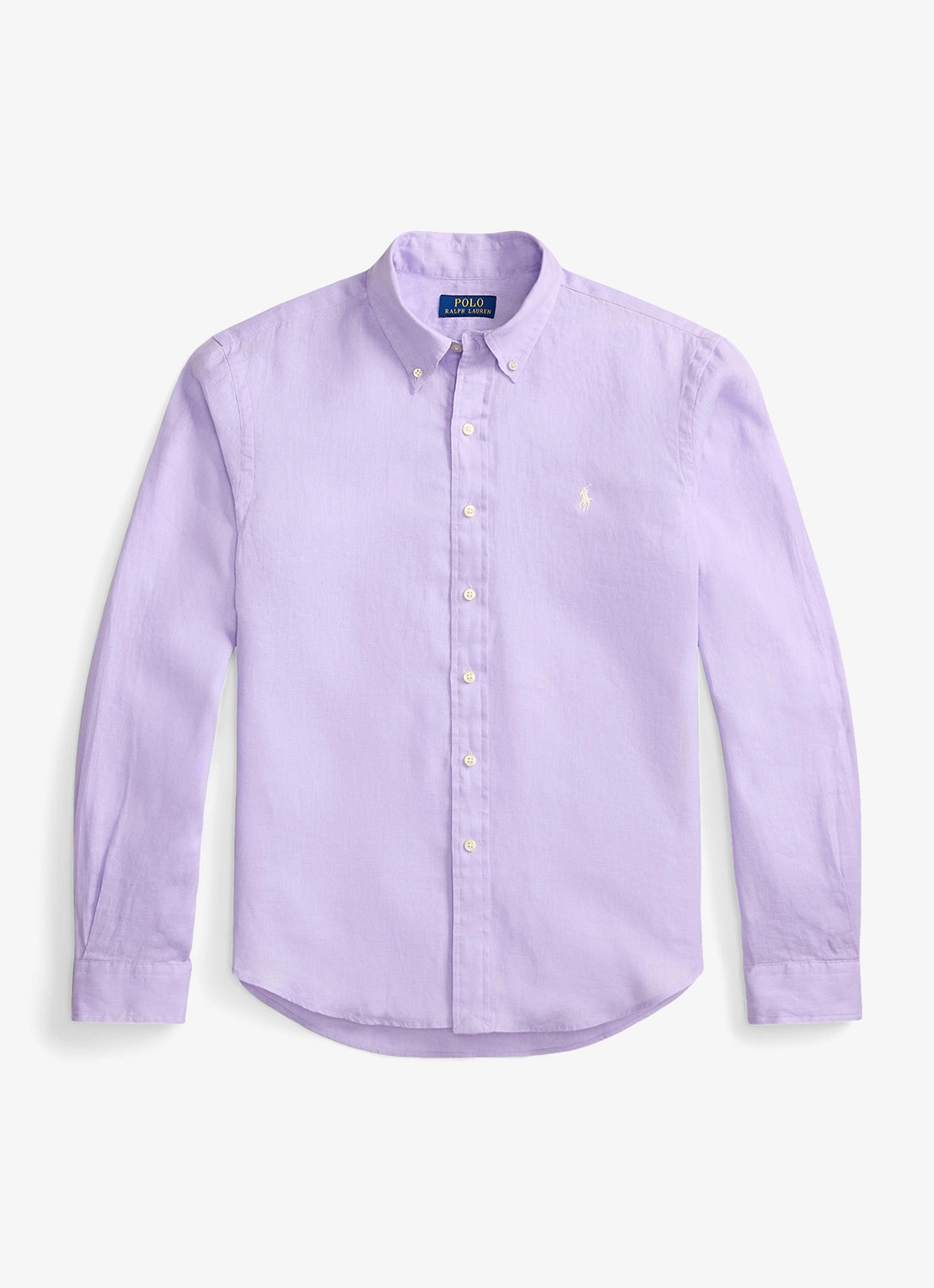 Ralph Lauren Custom Fit overhemd van linnen - voorkant 3 powder purple/cream pp-zy4d