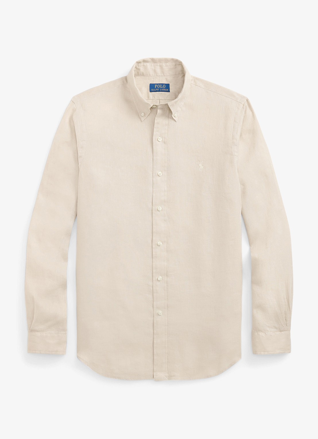 Ralph Lauren Custom Fit overhemd van linnen - voorkant stoneware grey-33l0