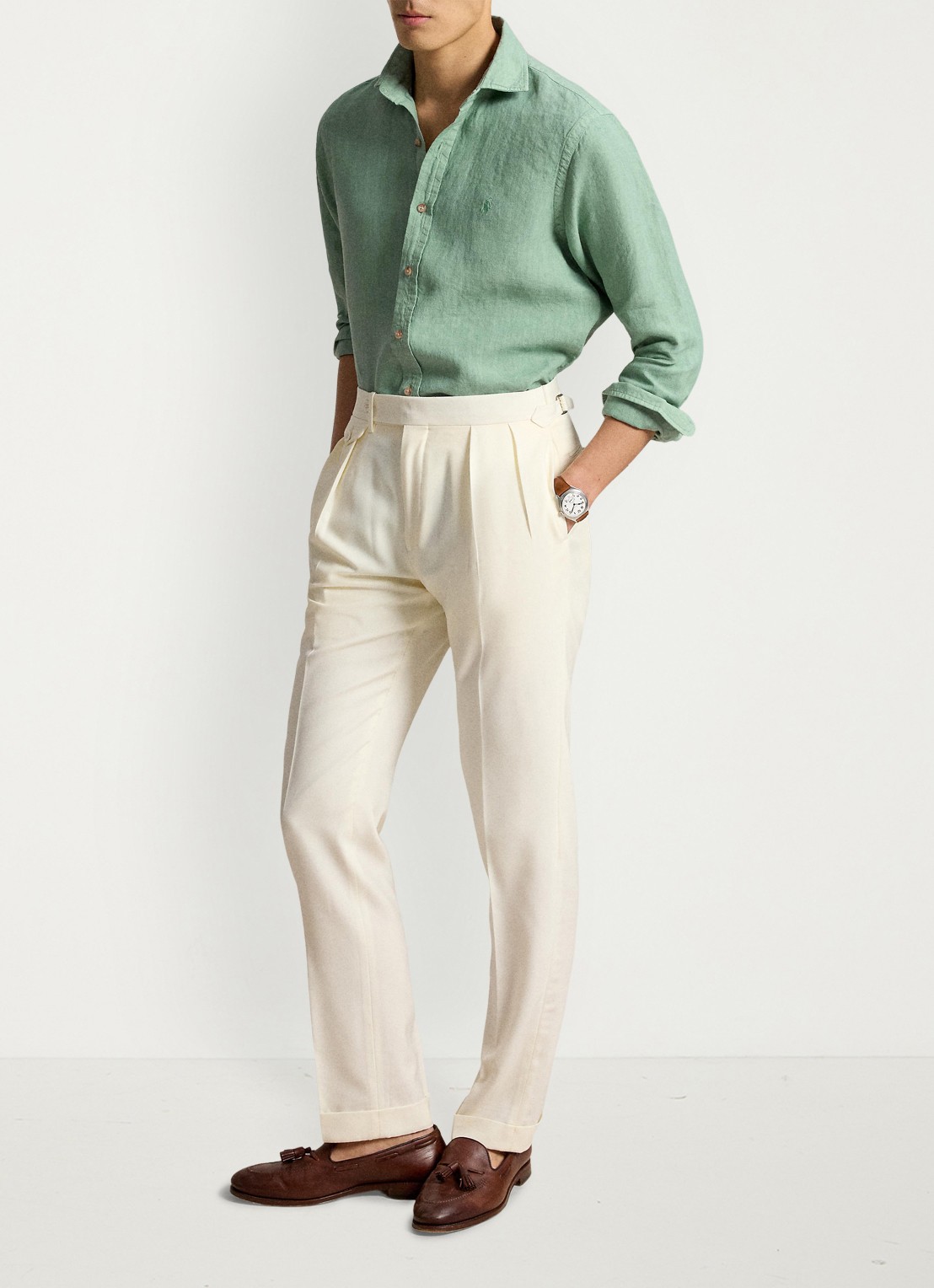 Ralph Lauren Custom fit overhemd van linnen - detail 3 faded mint-31r6