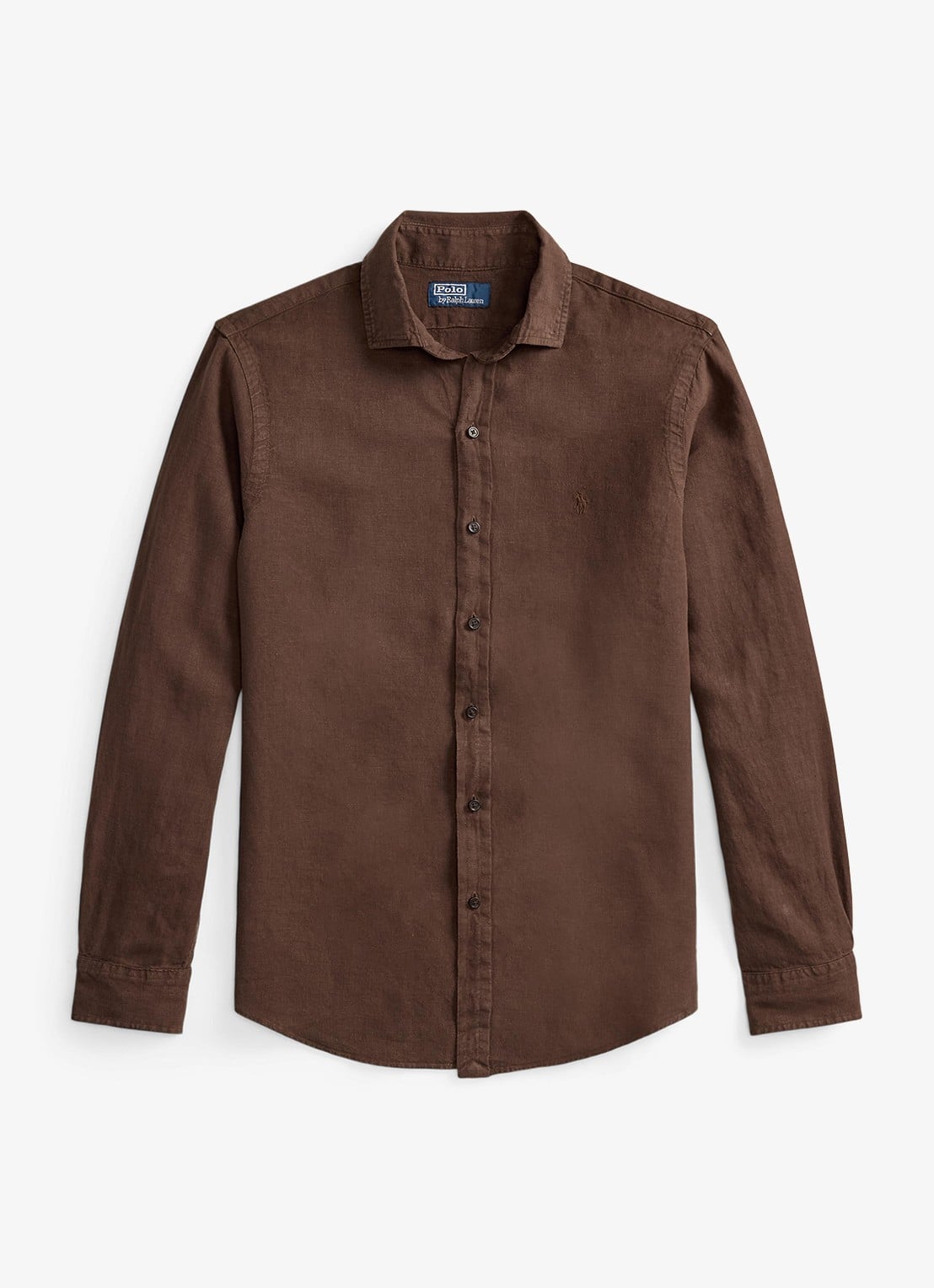 Ralph Lauren Custom fit overhemd van linnen - voorkant 2 nutmeg brwn / bruin