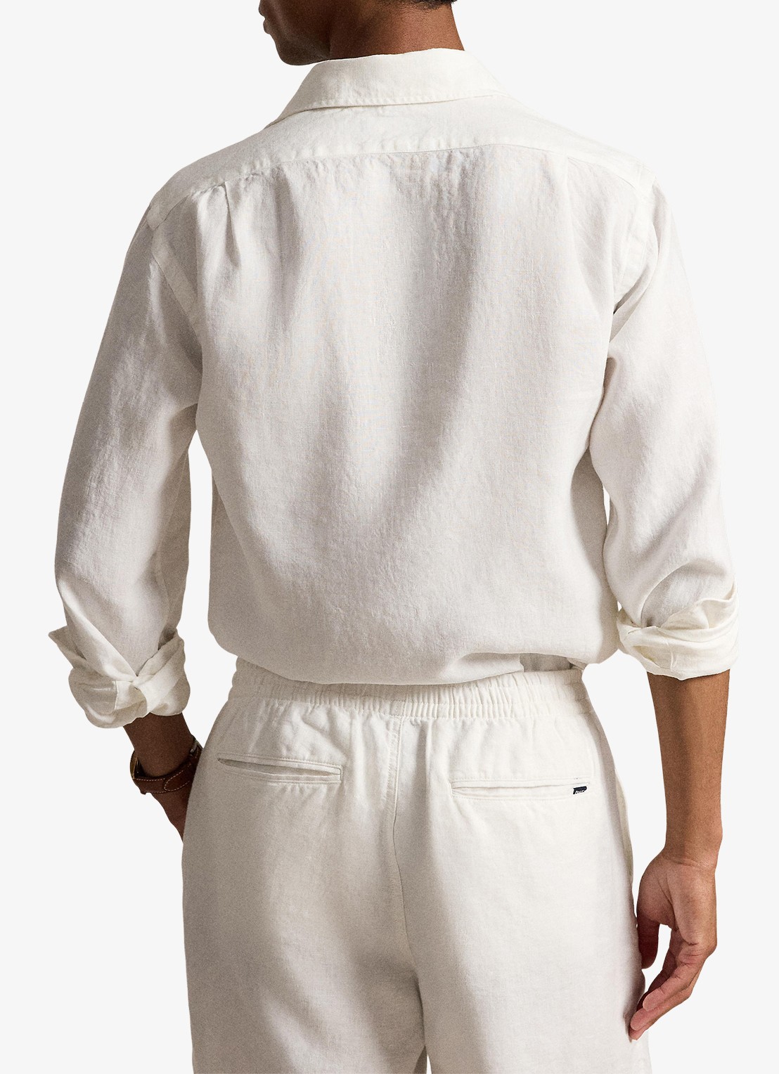 Ralph Lauren Custom fit overhemd van linnen - achterkant 2 ceramic white / wit