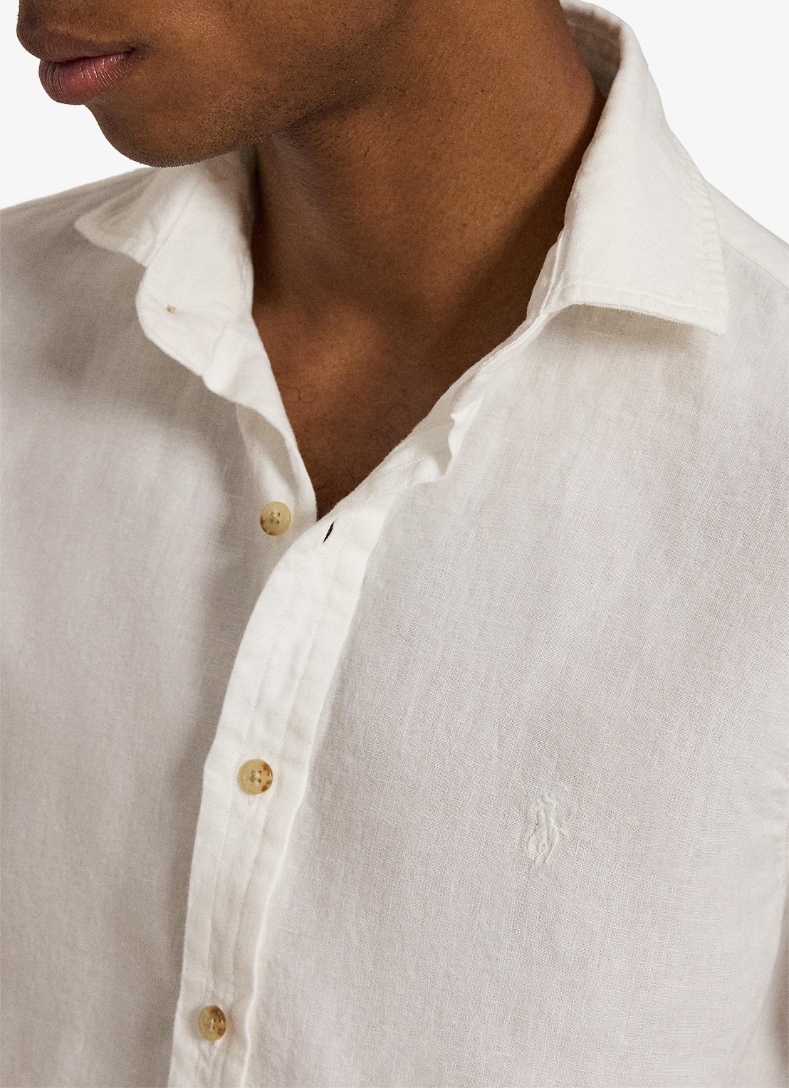 Ralph Lauren Custom fit overhemd van linnen - detail 4 ceramic white / wit