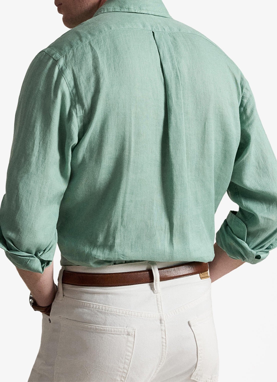 Ralph Lauren Custom Fit overhemd van linnen - achterkant 5 faded mint-31r6