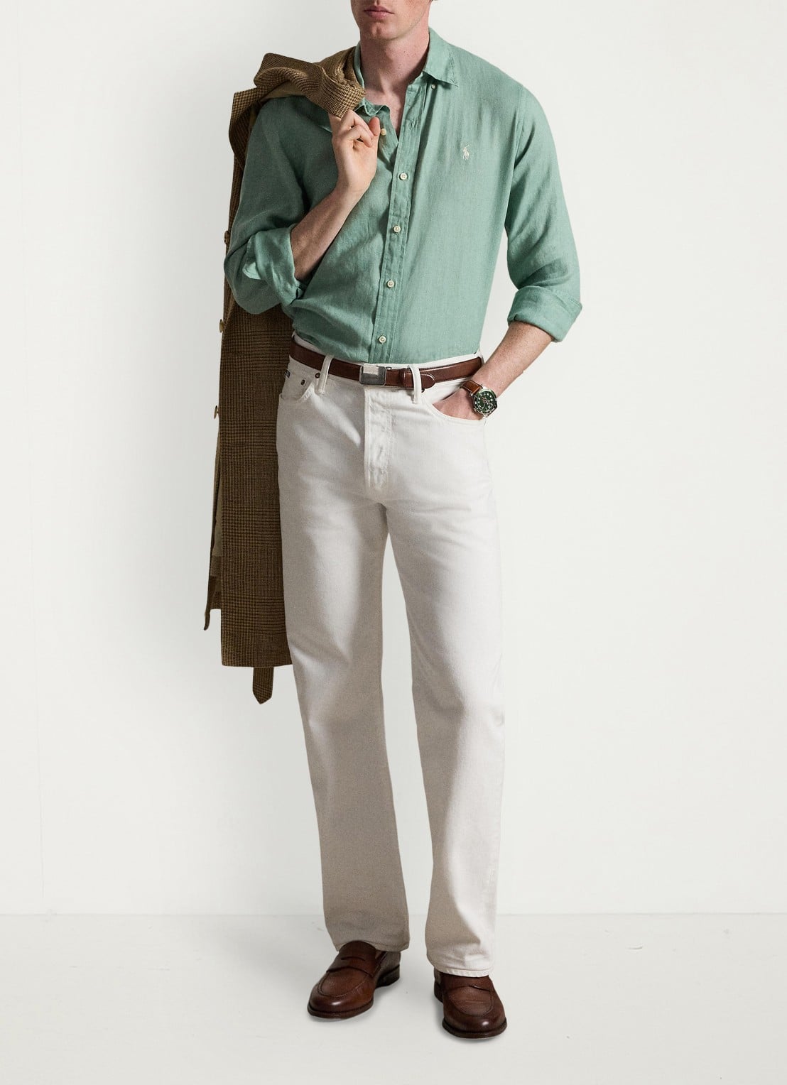 Ralph Lauren Custom Fit overhemd van linnen - detail 3 faded mint-31r6