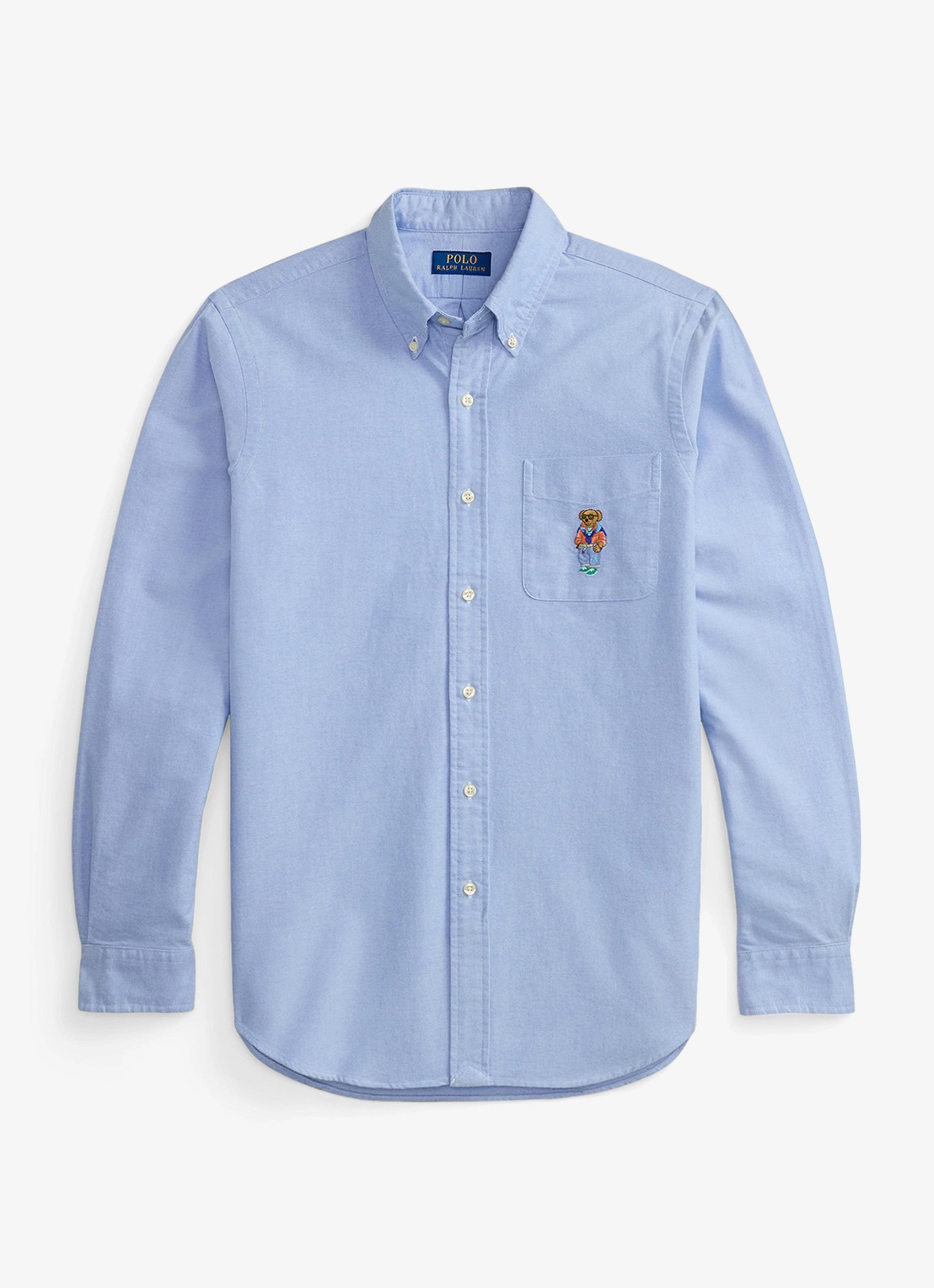 Ralph Lauren Custom fit Oxford overhemd met borduring - voorkant 2 lichtblauw