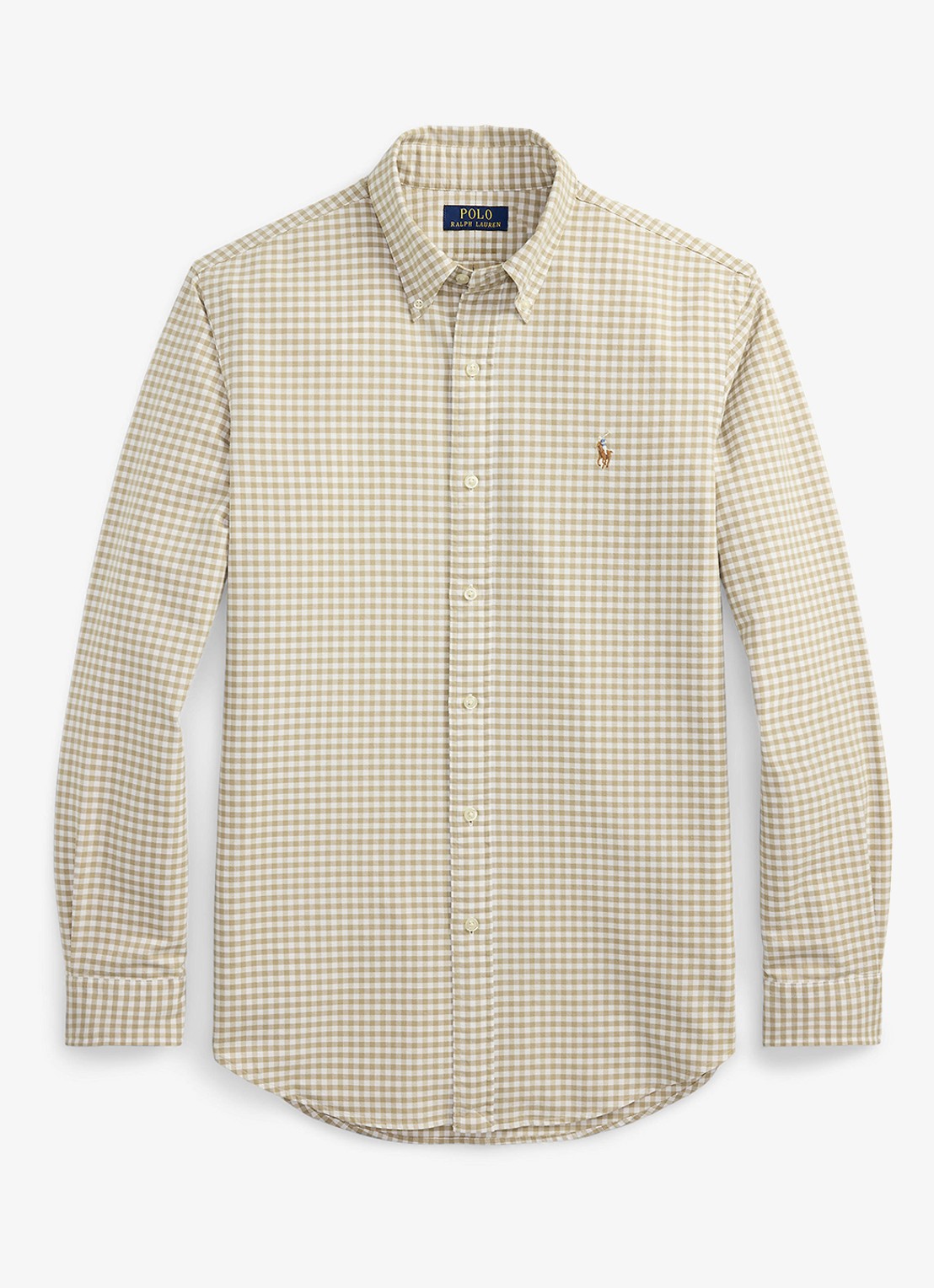 Ralph Lauren Custom fit Oxford overhemd met ruitdessin - voorkant 2 coastal beige/white / beige