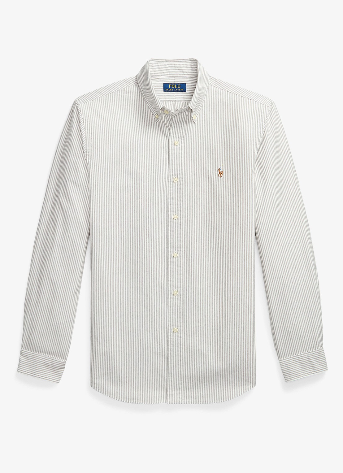 Ralph Lauren Custom fit Oxford overhemd met streepprint - voorkant 2 pale russet / grijs